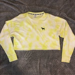 Yellow cropped tie dye sweater